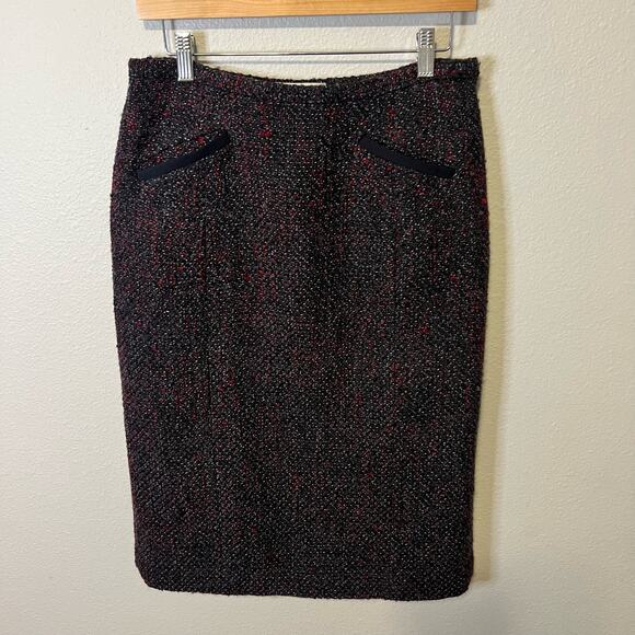 Pendleton Wool Blend Black Red Gray Twill Pencil Skirt Size 6 - Picture 1 of 5
